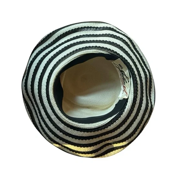 1960s Mr. John Jr.‎ Wide-Brimmed Straw Sun Hat w/Ribbon & Bow - Picture 7 of 8